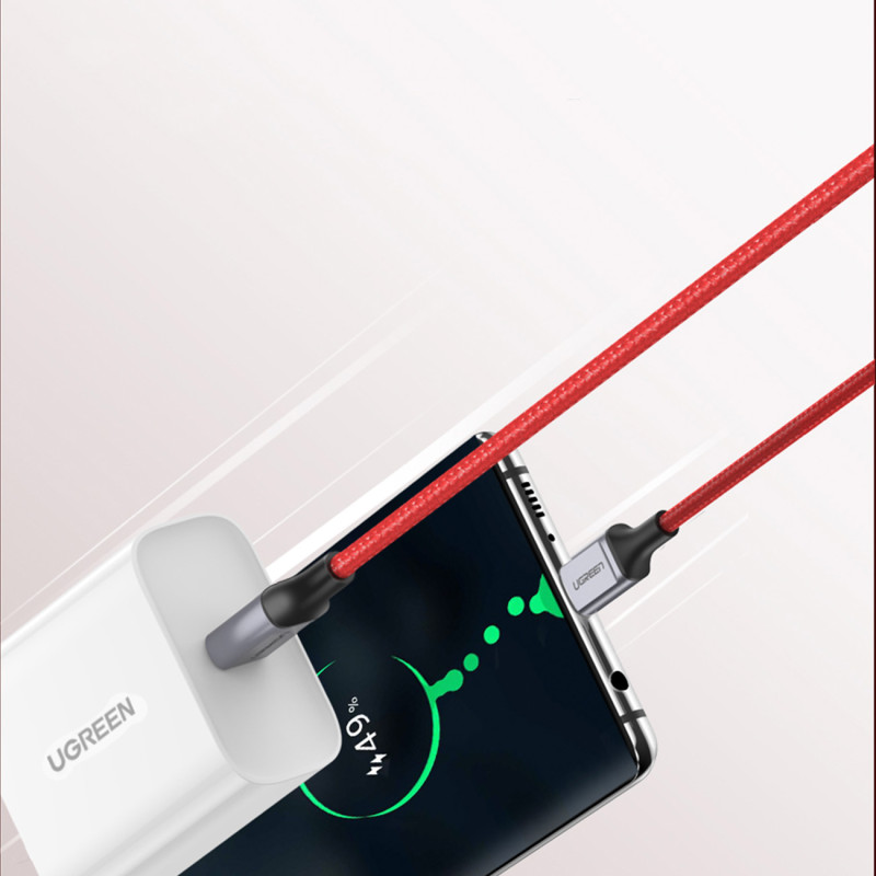 Pintas kabelis USB-C – USB-C 2.0 3A raudonas