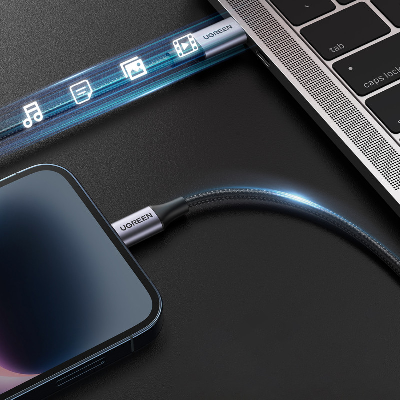 Kabelis iPhone Lightning - USB-C 2.0 MFi 2m, pilkas