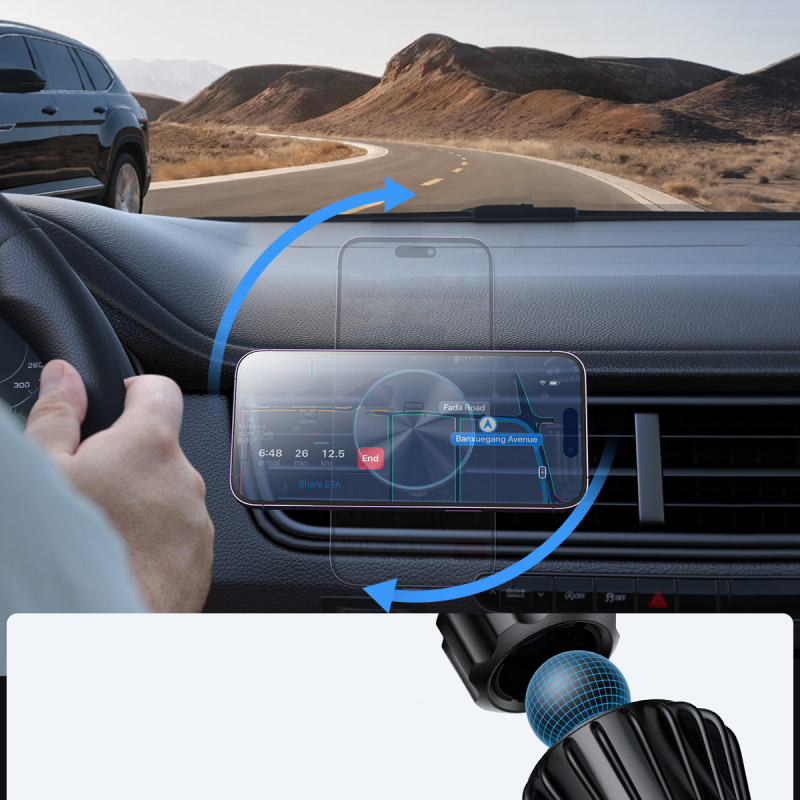 Magnetinis automobilinis laikiklis, 15W pakrovėjas orlaidei, juodas