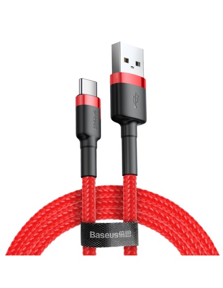 Patvarus lankstus laidas USB laidas USB-C QC3.0 2A 2M raudonas