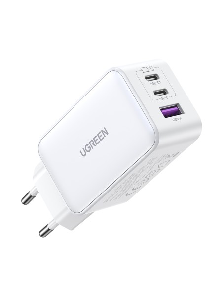 
GaN 65W USB-A / 2x USB-C greitas įkroviklis, baltas
