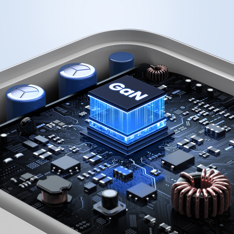 
GaN 65W USB-A / 2x USB-C greitas įkroviklis, baltas
