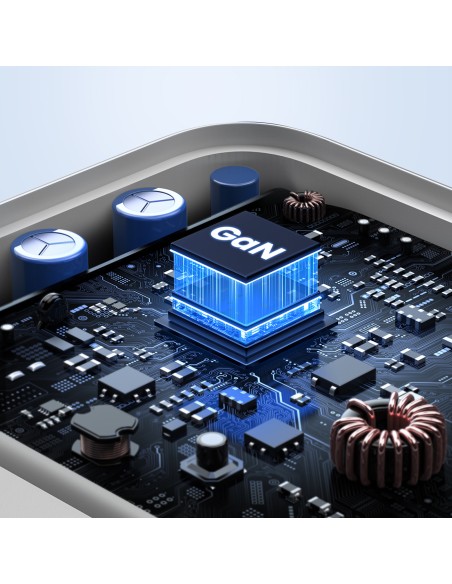 
GaN 65W USB-A / 2x USB-C greitas įkroviklis, baltas
