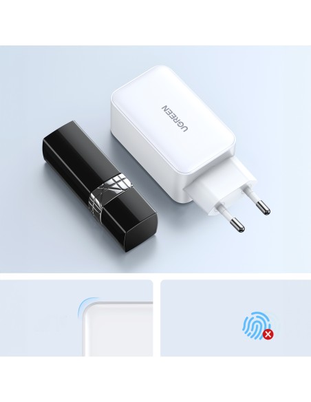 
GaN 65W USB-A / 2x USB-C greitas įkroviklis, baltas
