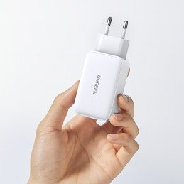 
GaN 65W USB-A / 2x USB-C greitas įkroviklis, baltas
