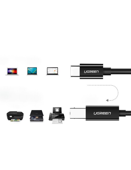 
Kabelis spausdintuvui, fakso skaitytuvui, USB-C - USB-B, 1m, juodas
