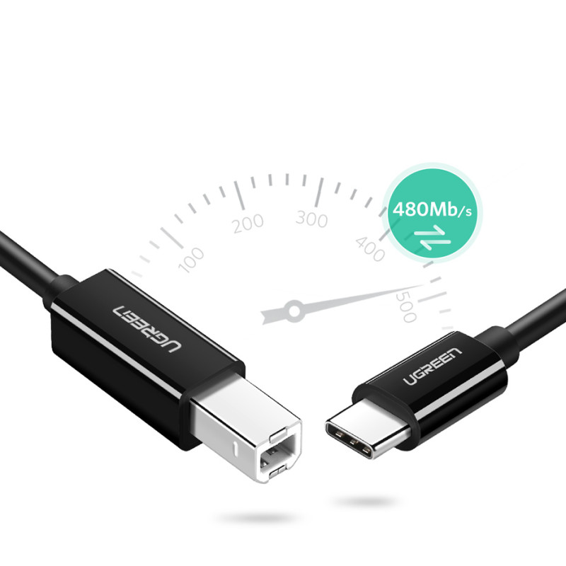
Kabelis spausdintuvui, fakso skaitytuvui, USB-C - USB-B, 1m, juodas
