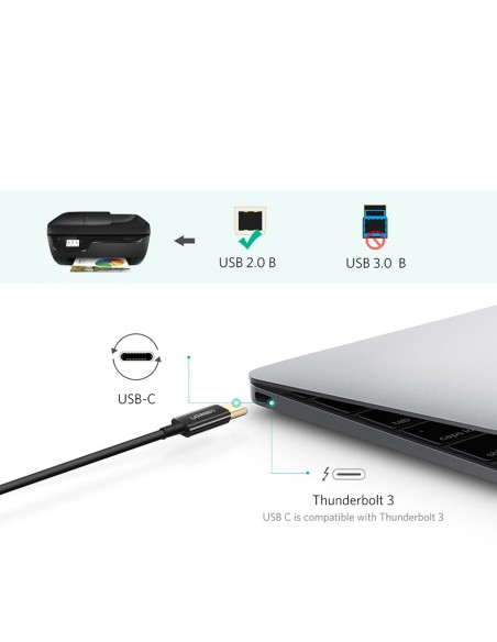 
Kabelis spausdintuvui, fakso skaitytuvui, USB-C - USB-B, 1m, juodas
