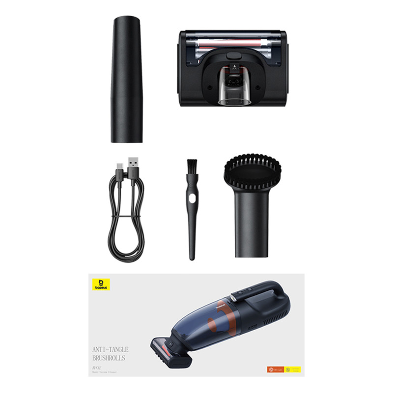Baseus AP02 6000Pa 130W rankinis automobilinis dulkių siurblys, juodas