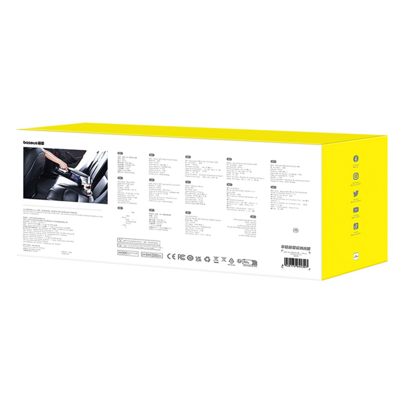 Baseus AP02 6000Pa 130W rankinis automobilinis dulkių siurblys, juodas