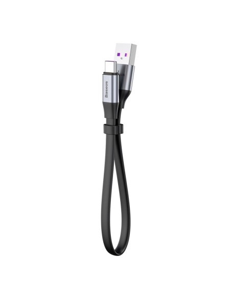 Paprastas plokščias kabelis USB laidas USB-C 5A 40W Quick Charge 3.0 QC 3.0 23cm pilka