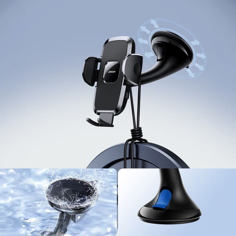 Universalus mechaninis automobilinio telefono laikiklis kabinai, stiklas, juodas