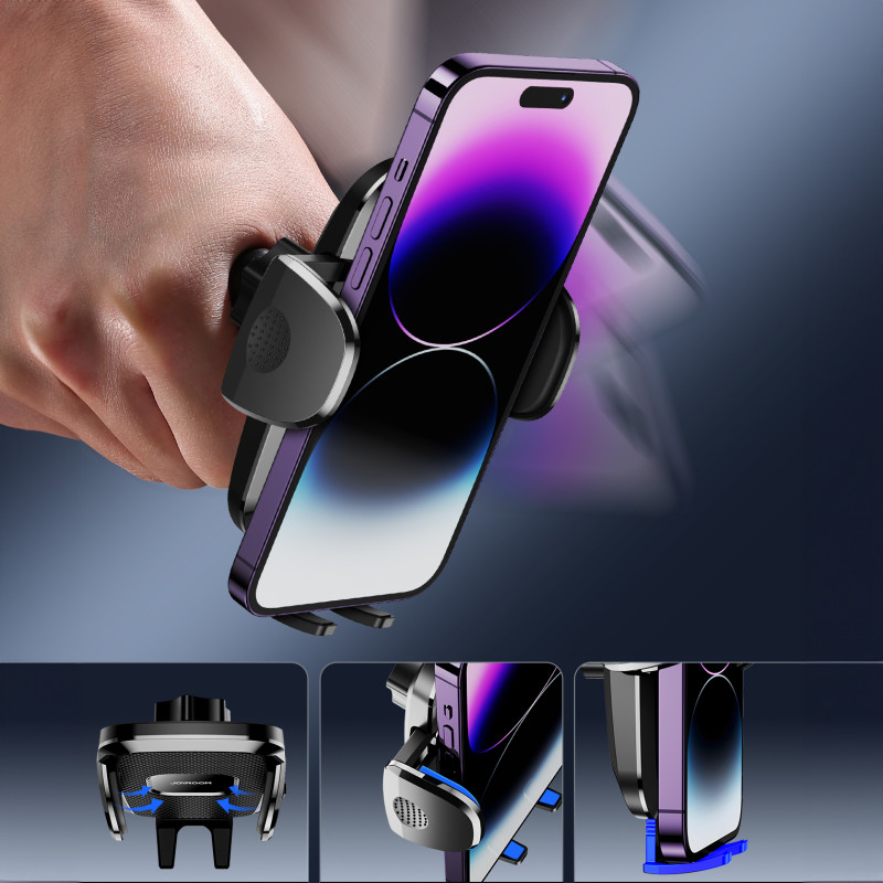 Universalus mechaninis automobilinio telefono laikiklis kabinai, stiklas, juodas