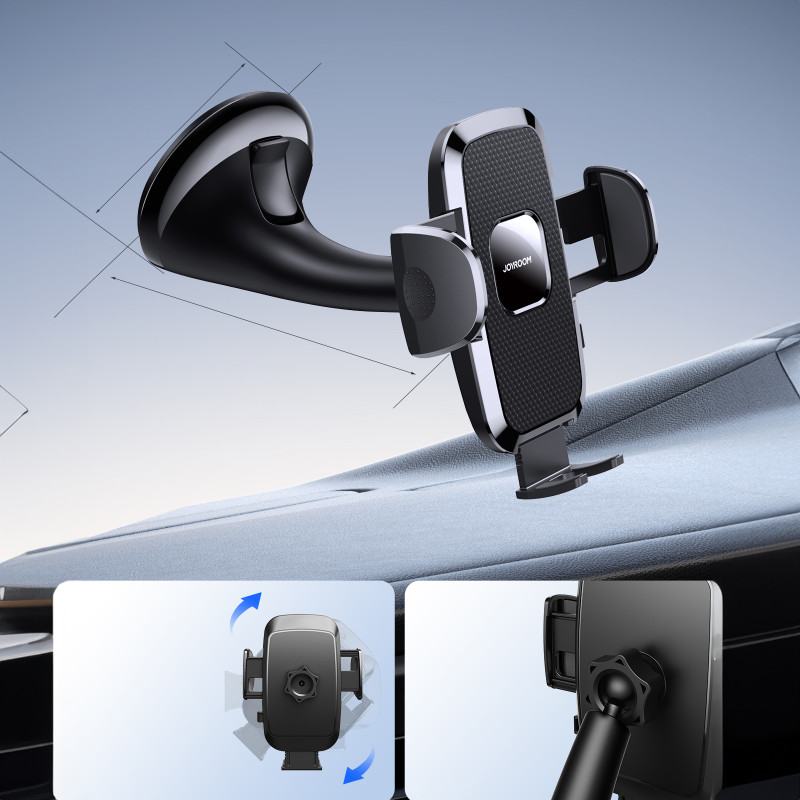 Universalus mechaninis automobilinio telefono laikiklis kabinai, stiklas, juodas