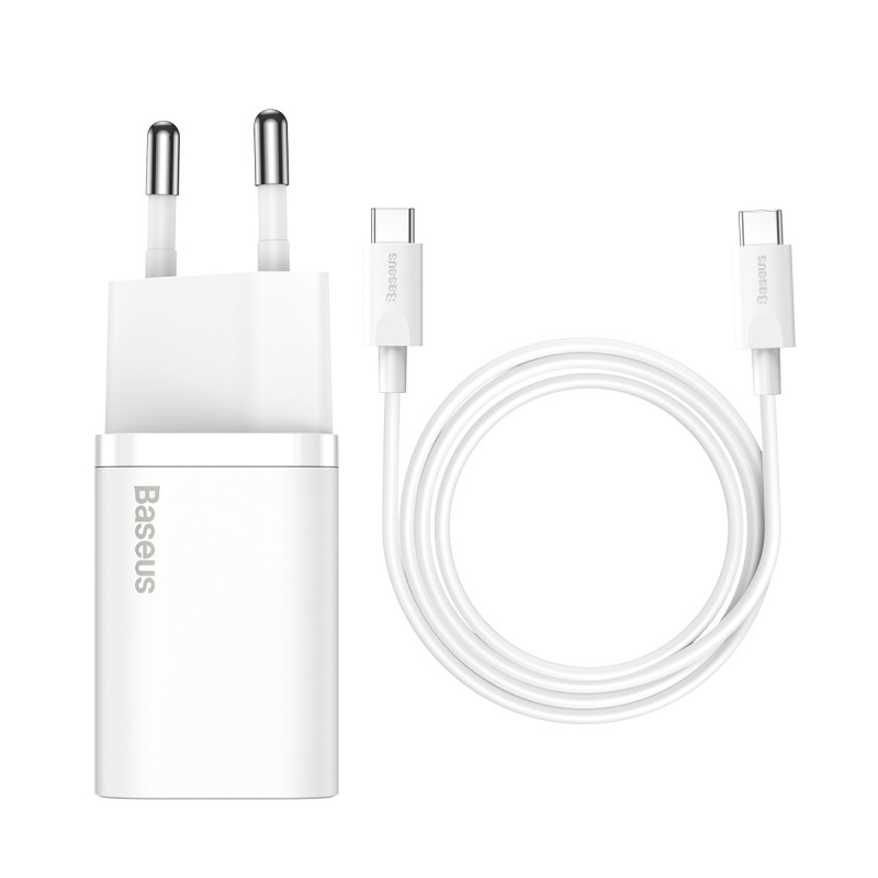 Si 25W 3A greitas sieninis įkroviklis su 1m baltu USB-C laidu
Si 25W 3A greitas sieninis įkroviklis su 1m baltu USB-C laidu