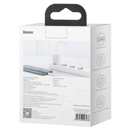 
Si 25W 3A greitas sieninis įkroviklis su 1m baltu USB-C laidu
