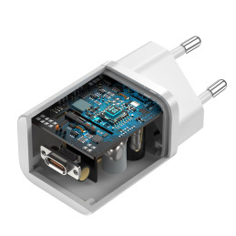 
Si 25W 3A greitas sieninis įkroviklis su 1m baltu USB-C laidu

