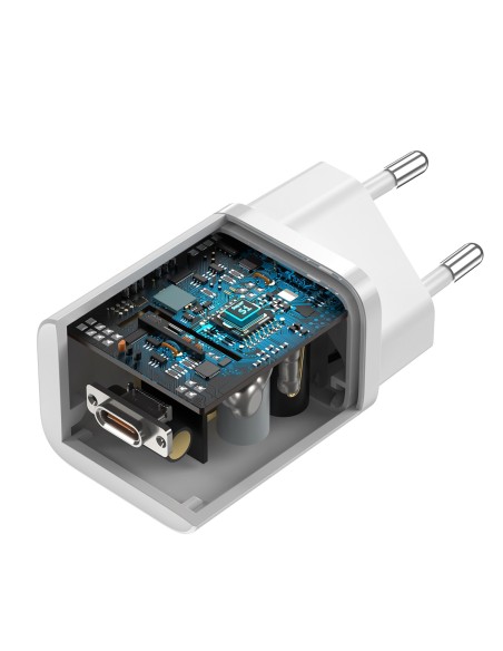 
Si 25W 3A greitas sieninis įkroviklis su 1m baltu USB-C laidu
