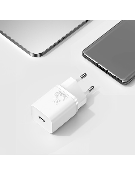 
Si 25W 3A greitas sieninis įkroviklis su 1m baltu USB-C laidu
