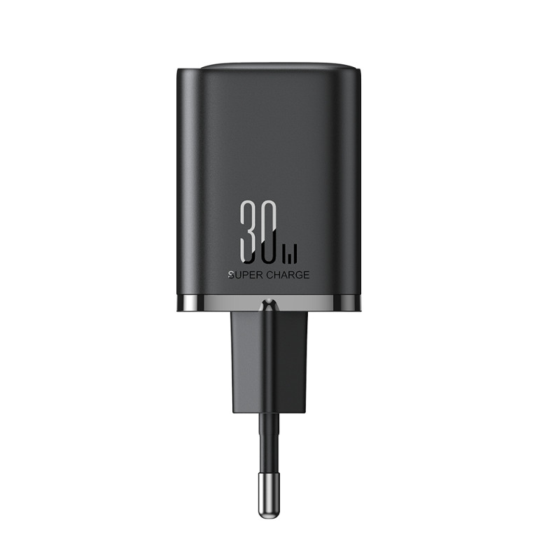 Greitas sieninis įkroviklis 30 W USB-A ir USB-C PD QC AFC FCP juodas