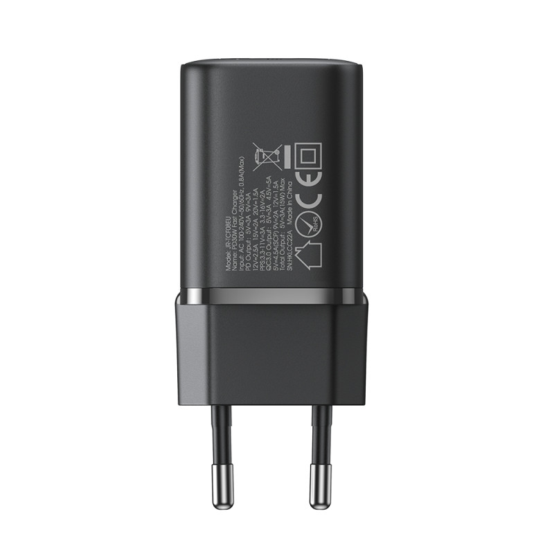Greitas sieninis įkroviklis 30 W USB-A ir USB-C PD QC AFC FCP juodas
