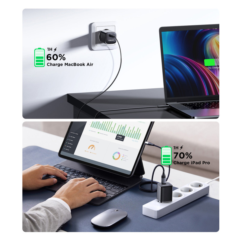 Speed Series 30W USB-C PD QC AFC FCP sieninis įkroviklis, juodas