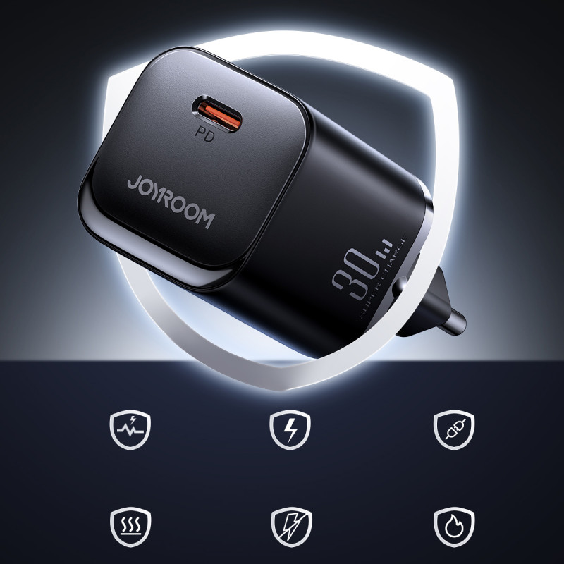 Speed Series 30W USB-C PD QC AFC FCP sieninis įkroviklis, juodas