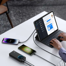 
Powerbank su žibintuvėliu 30W 20000mAh + USB-A - USB-C laidas 25cm juodas
