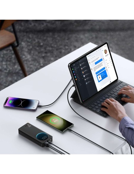
Powerbank su žibintuvėliu 30W 20000mAh + USB-A - USB-C laidas 25cm juodas
