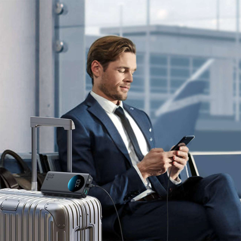 
Powerbank su žibintuvėliu 30W 20000mAh + USB-A - USB-C laidas 25cm juodas
