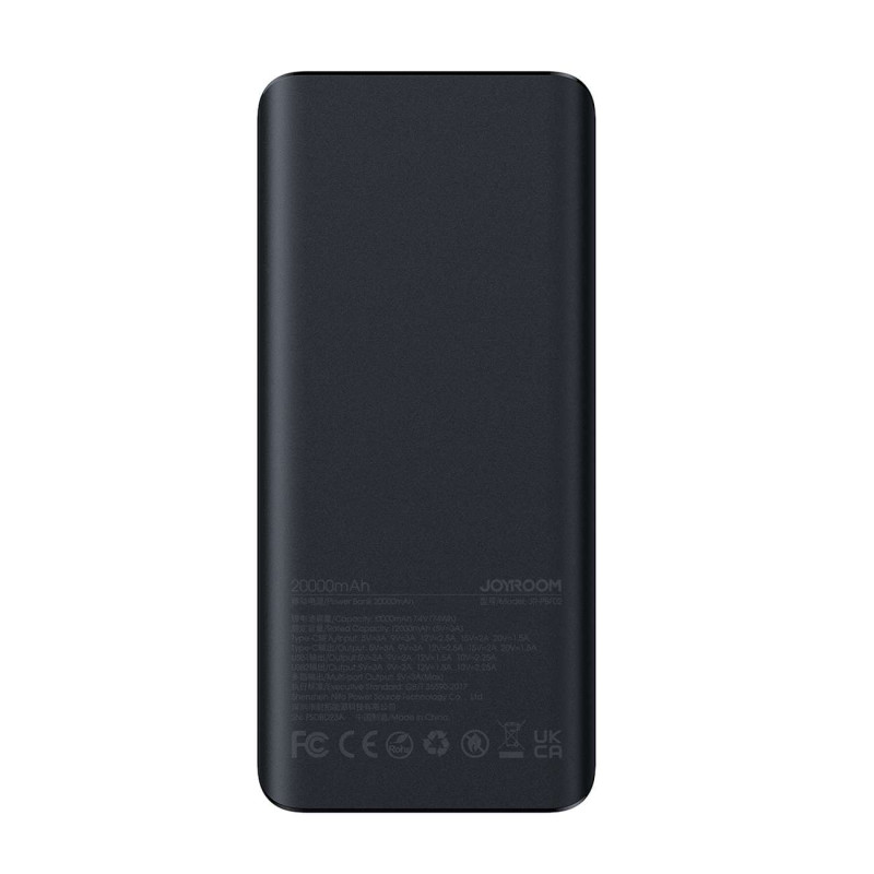 
Powerbank su žibintuvėliu 30W 20000mAh + USB-A - USB-C laidas 25cm juodas
