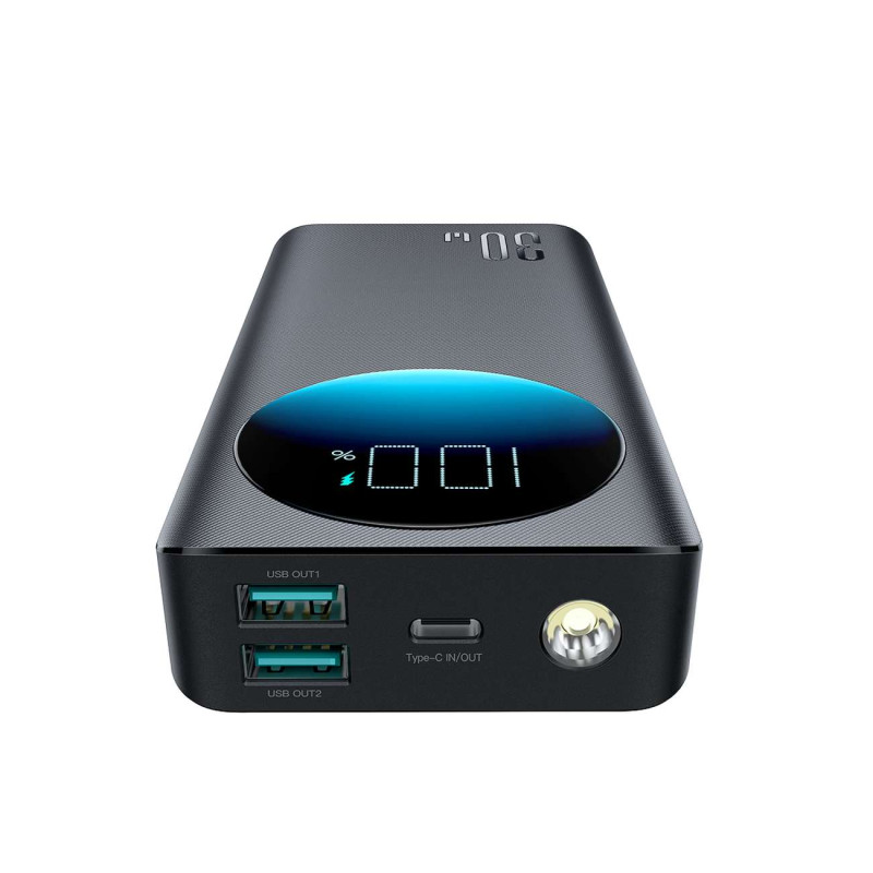 
Powerbank su žibintuvėliu 30W 20000mAh + USB-A - USB-C laidas 25cm juodas
