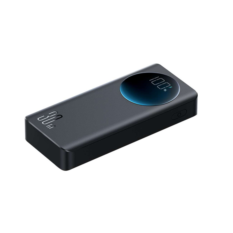Powerbank su žibintuvėliu 30W 30000mAh + USB-A - USB-C laidas 25cm juodas