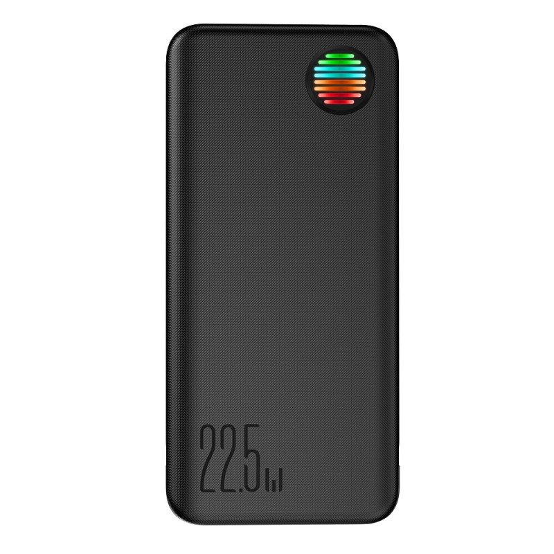 
Powerbank su žibintuvėliu 22,5W 10000mAh ir įmontuotais USB-C ir Lightning laidais, juoda
