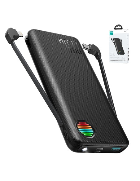 Powerbank su žibintuvėliu 22,5W 10000mAh ir įmontuotais USB-C ir Lightning laidais, juoda
 
Powerbank su žibintuvėliu 22,5W 10000mAh ir įmontuotais USB-C ir Lightning laidais, juoda