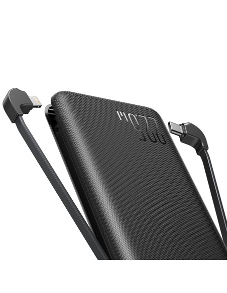 Powerbank su žibintuvėliu 22,5W 10000mAh ir įmontuotais USB-C ir Lightning laidais, juoda
 
Powerbank su žibintuvėliu 22,5W 10000mAh ir įmontuotais USB-C ir Lightning laidais, juoda