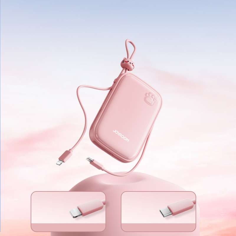 
Powerbank Cutie Series 22,5W 20000mAh su USB-A USB-C stovu iPhone rožinis
