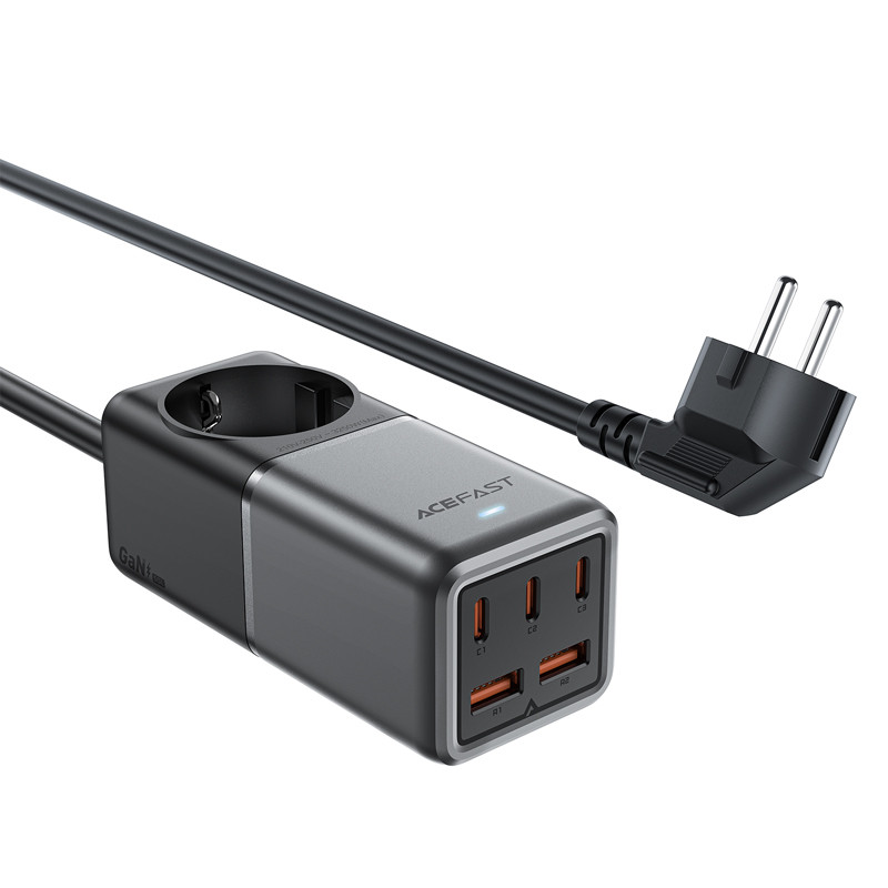 
Stalinio įkroviklio įkrovimo stotelė Z2 GaN 75W PD 3x USB-C 2x USB-A juoda ir pilka
