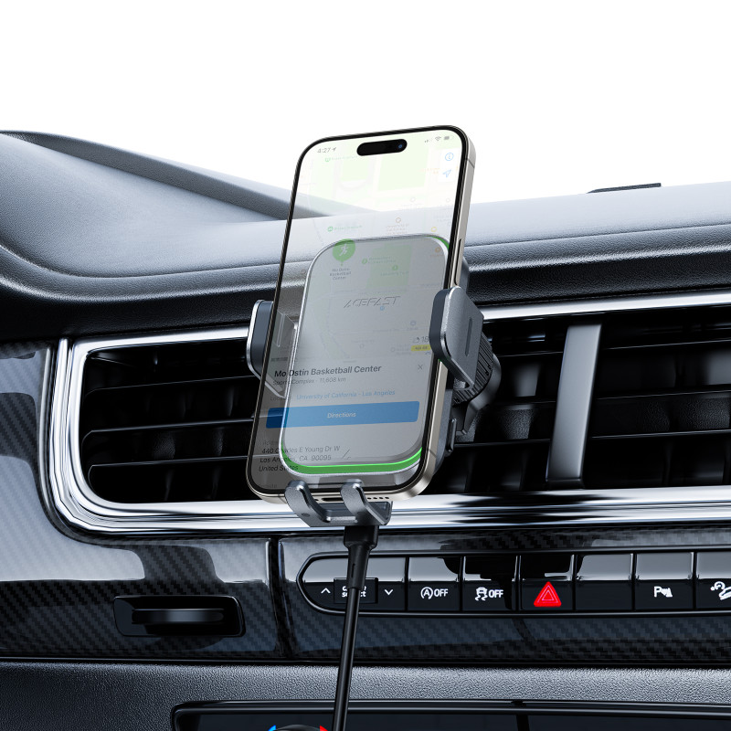 Automobilinio telefono laikiklis su indukciniu įkrovikliu D17 - juodas