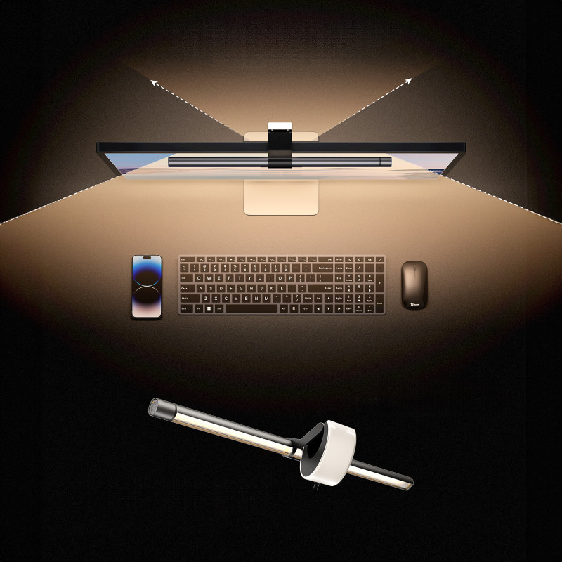 LED lempa kompiuterio monitoriaus ekranui su apšvietimu 2700K-6500K, pilka
