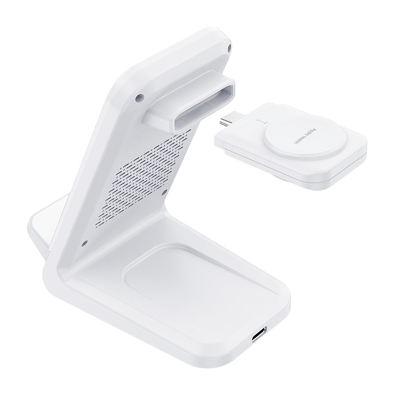 4in1 įkrovimo stotelė, Choetech T608 15W indukcinis įkroviklis, baltas