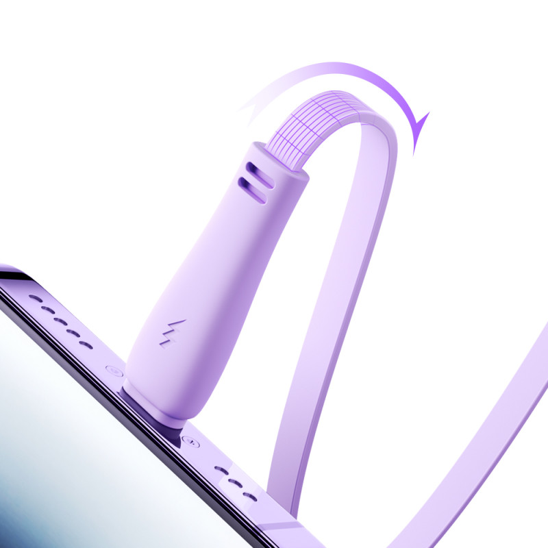 3in1 Colorful Series USB-A į USB-C / iPhone Lightning / microUSB ištraukiamas kabelis 1m violetinis