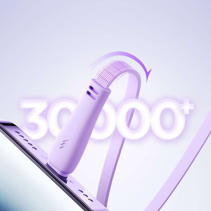 3in1 Colorful Series USB-A į USB-C / iPhone Lightning / microUSB ištraukiamas kabelis 1m violetinis