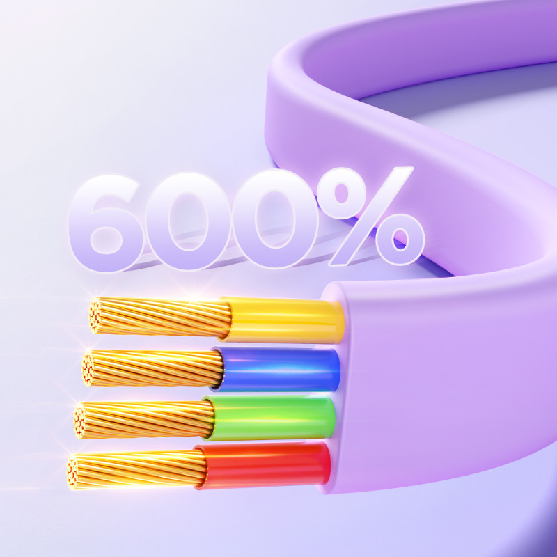 3in1 Colorful Series USB-A į USB-C / iPhone Lightning / microUSB ištraukiamas kabelis 1m violetinis