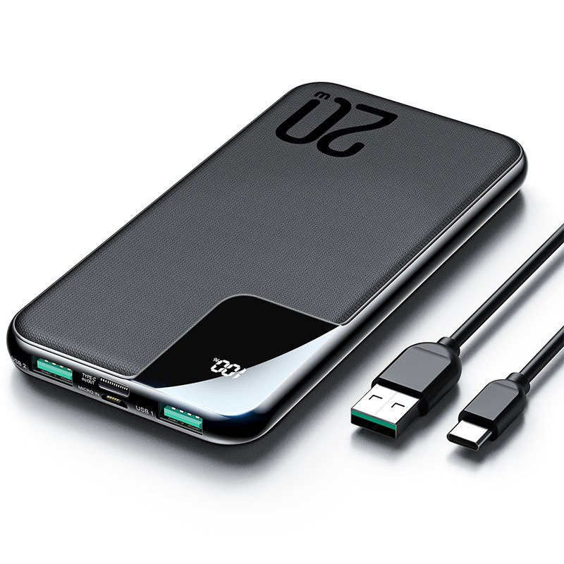 Powerbank 10000mAh 20W greitas įkrovimas 2xUSB 1xUSB-C juodas