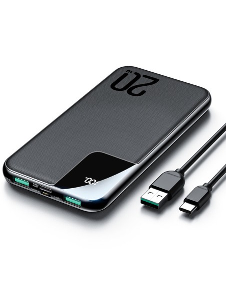Powerbank 10000mAh 20W greitas įkrovimas 2xUSB 1xUSB-C juodas