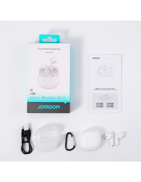 
TWS Funpods Series JR-FB1 Bluetooth 5.3 belaidės ausinės, baltos
