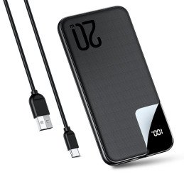 Powerbank 10000mAh 20W greitas įkrovimas 2xUSB 1xUSB-C juodas
