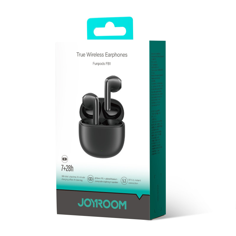 TWS Funpods Series JR-FB1 Bluetooth 5.3 belaidės ausinės, juodos