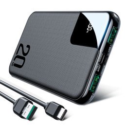 Powerbank 10000mAh 20W greitas įkrovimas 2xUSB 1xUSB-C juodas